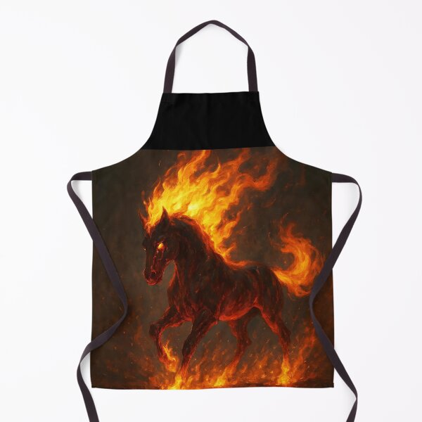 Item preview, Dark Fiery Fire Horse – Black Zodiac Steed with Flame Mane Tail designed and sold by EmeraldeaDesign.