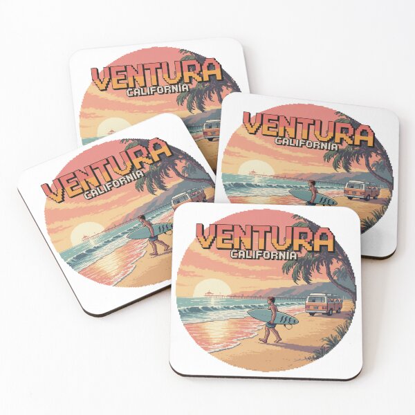 Item preview, Ventura California Sunset Surfer Retro Pixel Art Design designed and sold by CircinusStore.