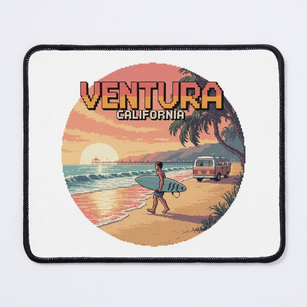 Item preview, Ventura California Sunset Surfer Retro Pixel Art Design designed and sold by CircinusStore.