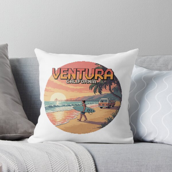Item preview, Ventura California Sunset Surfer Retro Pixel Art Design designed and sold by CircinusStore.