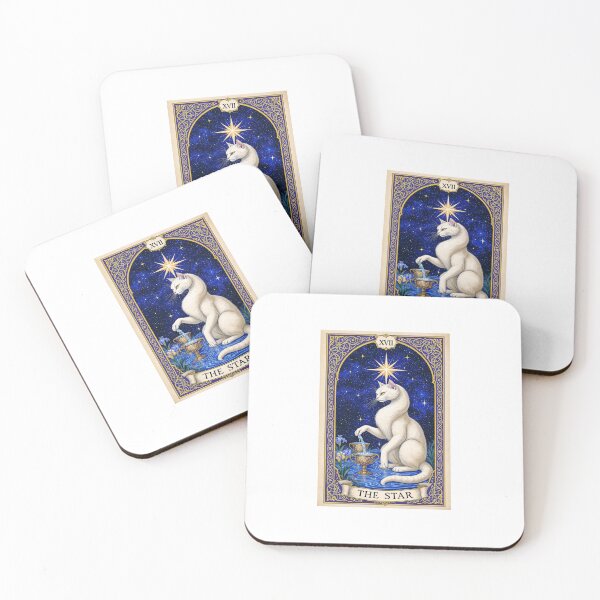Item preview, The Star Tarot Card Medieval Cat Art designed and sold by PictorialWhimsy.