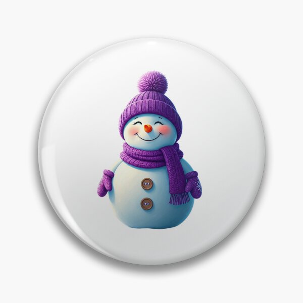 Item preview, Cute Cartoon Snowman Holding Purple Heart in Dreamy Winter Scene designed and sold by PixelVibe782.