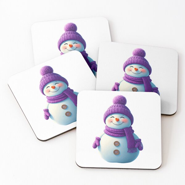 Item preview, Cute Cartoon Snowman Holding Purple Heart in Dreamy Winter Scene designed and sold by PixelVibe782.