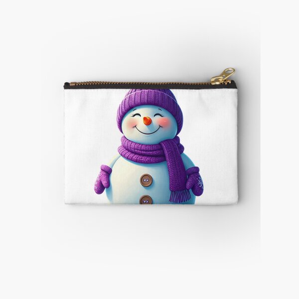 Item preview, Cute Cartoon Snowman Holding Purple Heart in Dreamy Winter Scene designed and sold by PixelVibe782.