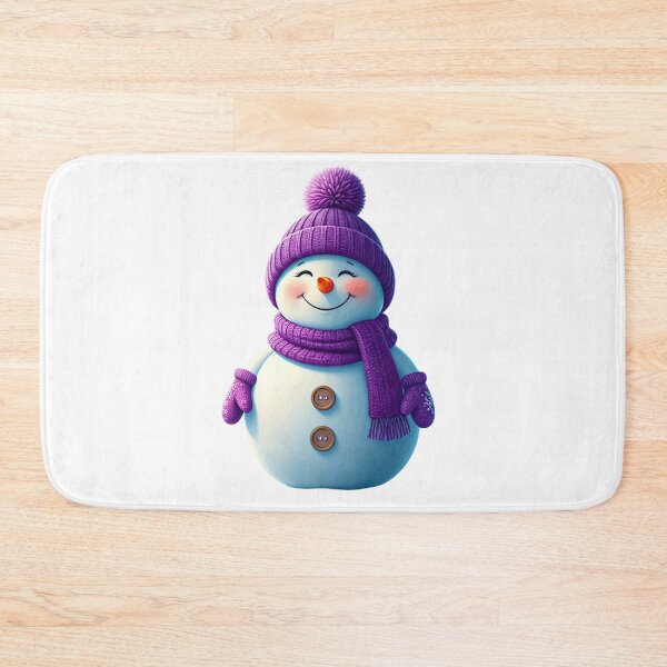 Item preview, Cute Cartoon Snowman Holding Purple Heart in Dreamy Winter Scene designed and sold by PixelVibe782.