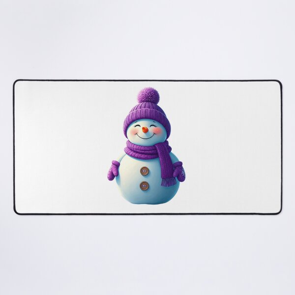 Item preview, Cute Cartoon Snowman Holding Purple Heart in Dreamy Winter Scene designed and sold by PixelVibe782.