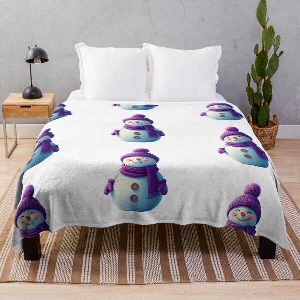 Item preview, Cute Cartoon Snowman Holding Purple Heart in Dreamy Winter Scene designed and sold by PixelVibe782.