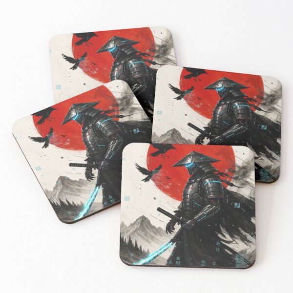 Item preview, Cyberpunk Samurai with Blue Katana – Neo Japan Artwork designed and sold by NautilusPrint.