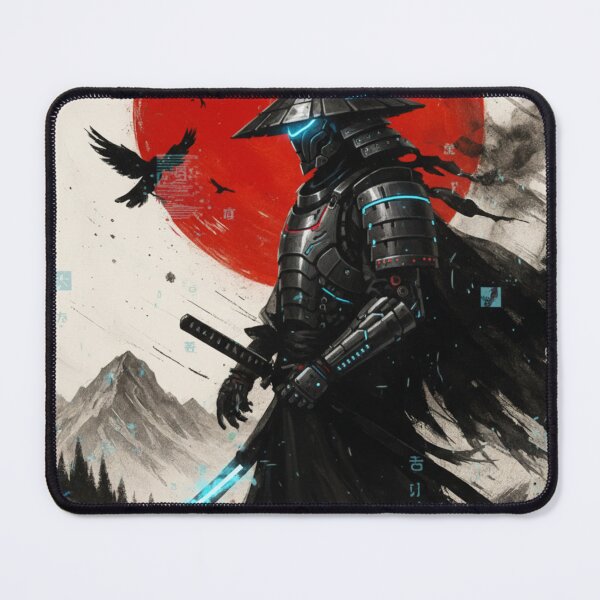 Item preview, Cyberpunk Samurai with Blue Katana – Neo Japan Artwork designed and sold by NautilusPrint.