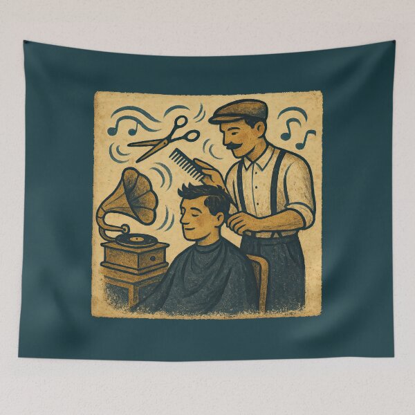 Item preview, Barbershop Groove In Vintage Style designed and sold by EdvvinStudios.