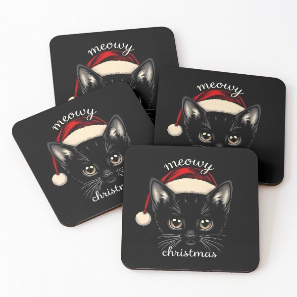 Item preview, Meowy Christmas, cute minimalistic Kitty in a Santa Hat designed and sold by QuirkySpark.