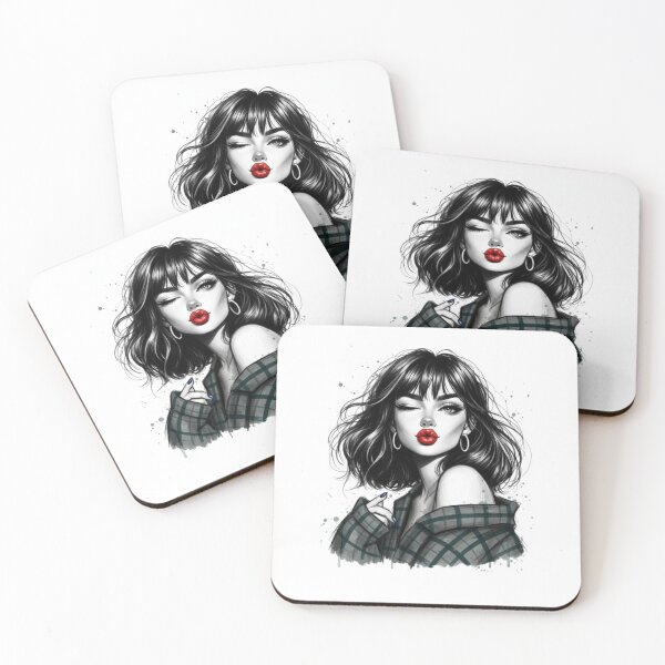 Item preview, Pout and Plaid ​Ink and Attitude ​Red Lip RebellionSketchbook Chic designed and sold by ZyVoAli.