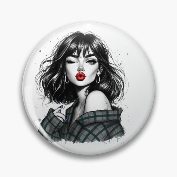Item preview, Pout and Plaid ​Ink and Attitude ​Red Lip RebellionSketchbook Chic designed and sold by ZyVoAli.