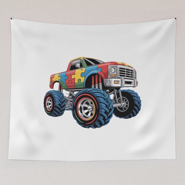 Item preview, Autism Awareness Monster Truck Puzzle designed and sold by DentistLegal.