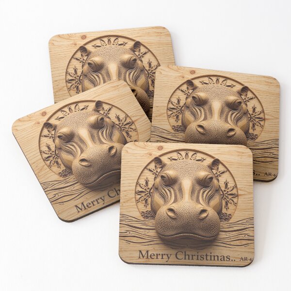Item preview, Powerful Hippo Wood Carving – Serene Christmas Symbol designed and sold by SavannaStrikes.