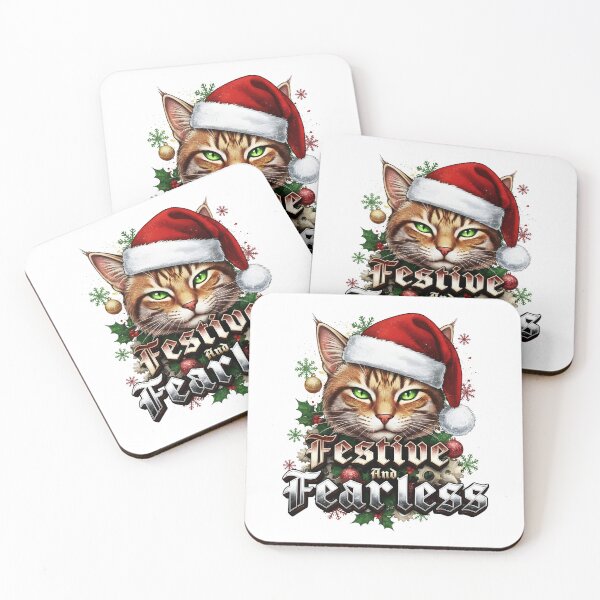 Item preview, Festive and Fearless Cat Christmas Steampunk Santa Hat Holly Design designed and sold by RedInkLab.