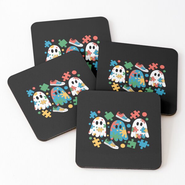 Item preview, Halloween Ghost Colorful Puzzle Ribbon Autism Awareness designed and sold by DentistLegal.