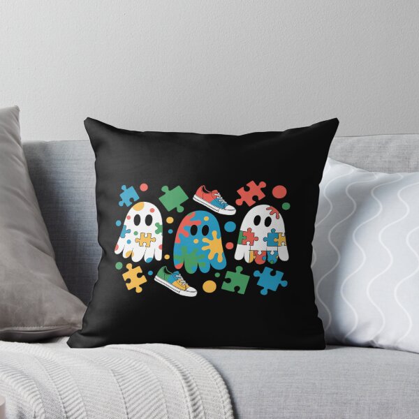 Item preview, Halloween Ghost Colorful Puzzle Ribbon Autism Awareness designed and sold by DentistLegal.