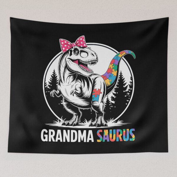 Item preview, Grandmasaurus T rex Dinosaur Grandma Saurus Autism Awareness designed and sold by DentistLegal.