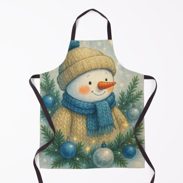 Item preview, Aesthetic Snowman Portrait in Beige Blue – Knitted Winter Outfit designed and sold by EmeraldeaDesign.