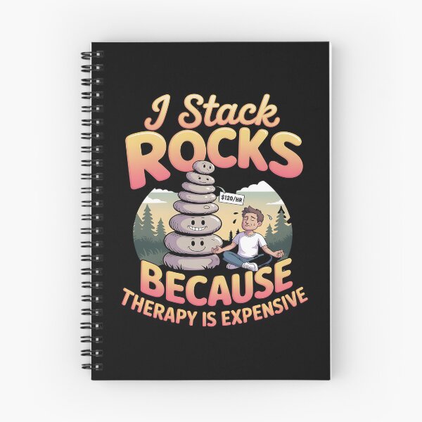 Item preview, rock balancing - stone stacking - stack rocks not emotions - balance over breakdown - introvert nature - quirky meditation - earthy weird - grounded but chaotic - forest therapy designed and sold by JansenGS.
