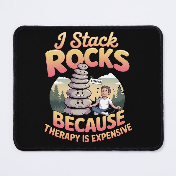 Item preview, rock balancing - stone stacking - stack rocks not emotions - balance over breakdown - introvert nature - quirky meditation - earthy weird - grounded but chaotic - forest therapy designed and sold by JansenGS.