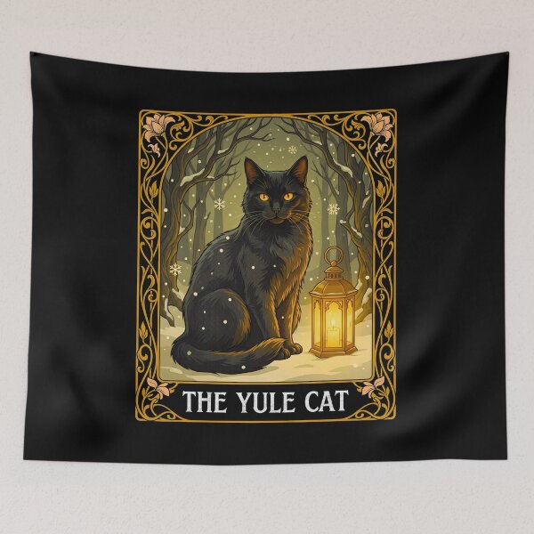 Item preview, Vintage Yule Cat Tarot Card Dark Christmas Art designed and sold by FreshVibe Prints.