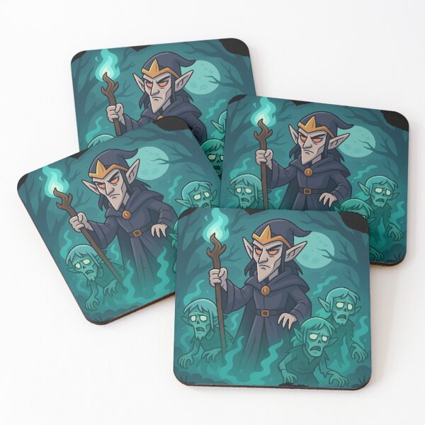Item preview, Dark Elf Necromancer Raising the Dead at Night in A Graveyard Under the Moon designed and sold by SpokeBender.