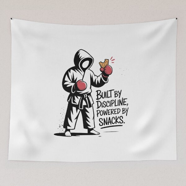 Item preview, Built by Discipline, Powered by Snacks – Funny Fighter Street Art designed and sold by WSPrintCrafter.