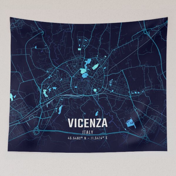 Item preview, Mapa de la ciudad de Vicenza a medianoche designed and sold by HomeLivingCo.
