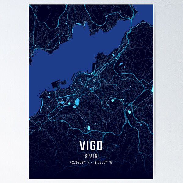 Item preview, Mapa de la ciudad de Vigo a medianoche designed and sold by HomeLivingCo.