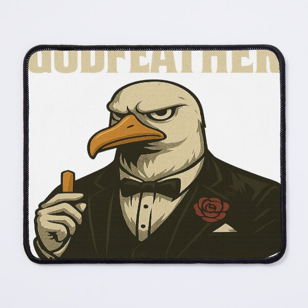 Item preview, “The Godfeather” depicts an elegant seagull as a mafia boss in a tuxedo – complete with a rose, fries, and an iconic gaze. Perfect for humor fans, meme lovers, and anyone who appreciates exceptional designs. designed and sold by Ey-Gi.