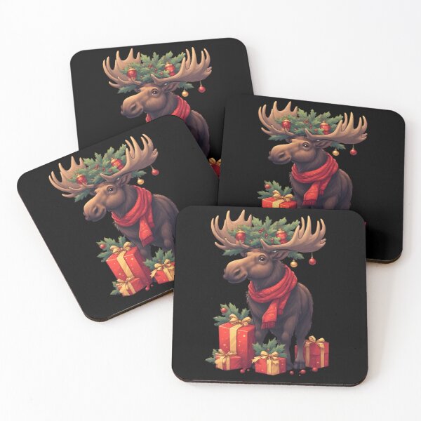 Item preview, Festive Moose Xmas with Gifts Christmas Illustration designed and sold by Karolina’s Cozy Creations.