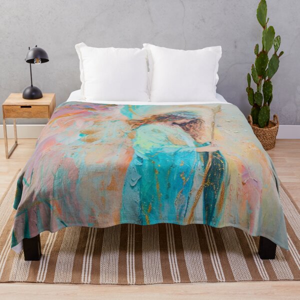 Item preview, Pastel angel in turquoise and pink – Heavenly spiritual wall art designed and sold by Seelenzauberart.