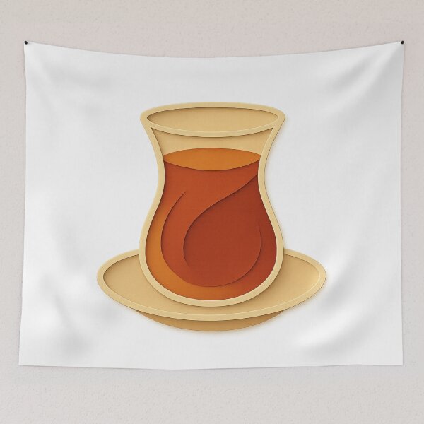 Item preview, Paper-Cut Turkish Tea Glass Art – Modern Layered Craft Style | Red Turkish Flag Inspired | Istanbul Turkey Design designed and sold by Globalcitytees.