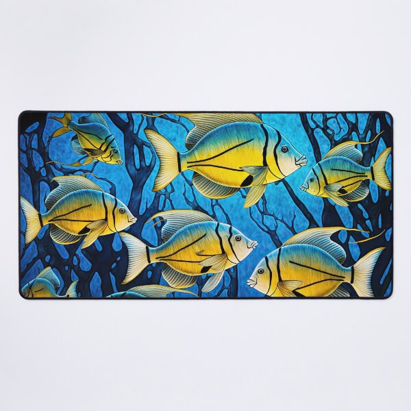 Item preview, Yellow fish in a dark coral forest designed and sold by nikigoessi.