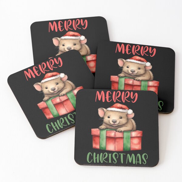 Item preview, Cute Christmas Australian Wombat in Santa Hat  designed and sold by FurrFunPrints.