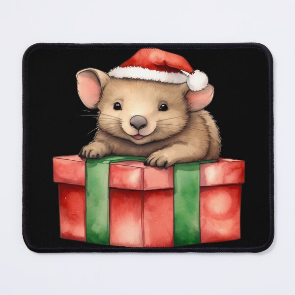 Item preview, Cute Christmas Australian Wombat in Santa Hat  designed and sold by FurrFunPrints.