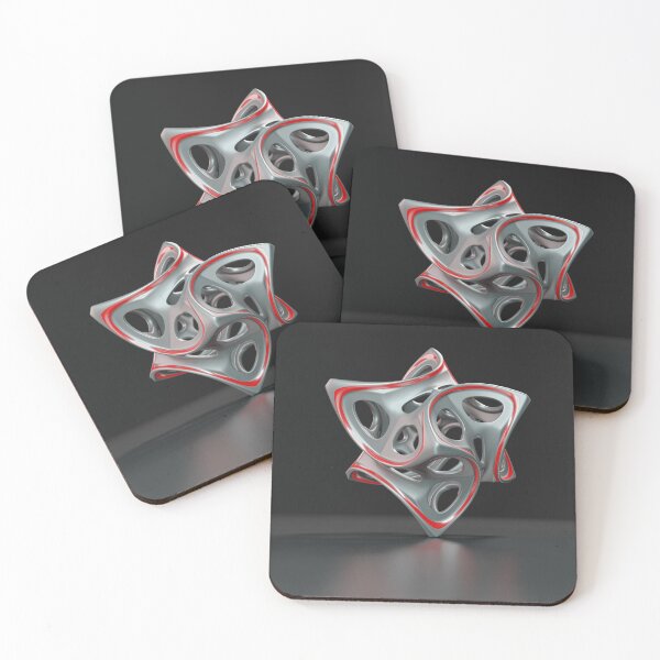 Item preview, Abstract 3D Geometric Form Chrome Red | Minimalist Techno Digital Sculpture designed and sold by Keltoi-art.