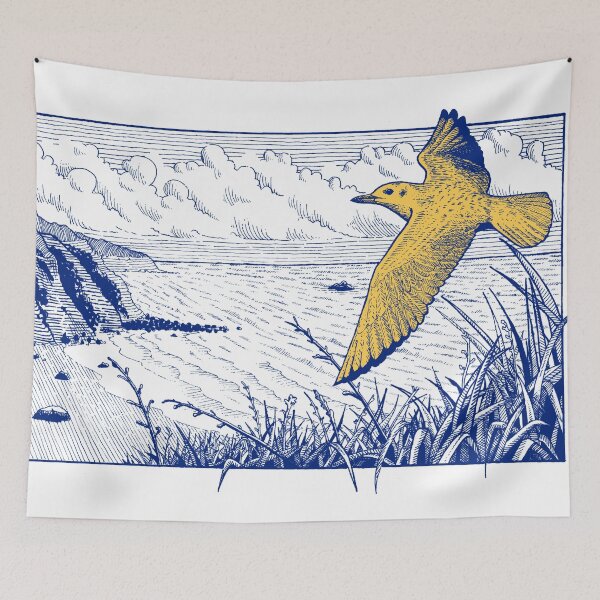 Item preview, Seaside Bird Flight Pen and Ink drawing designed and sold by fachhdy.