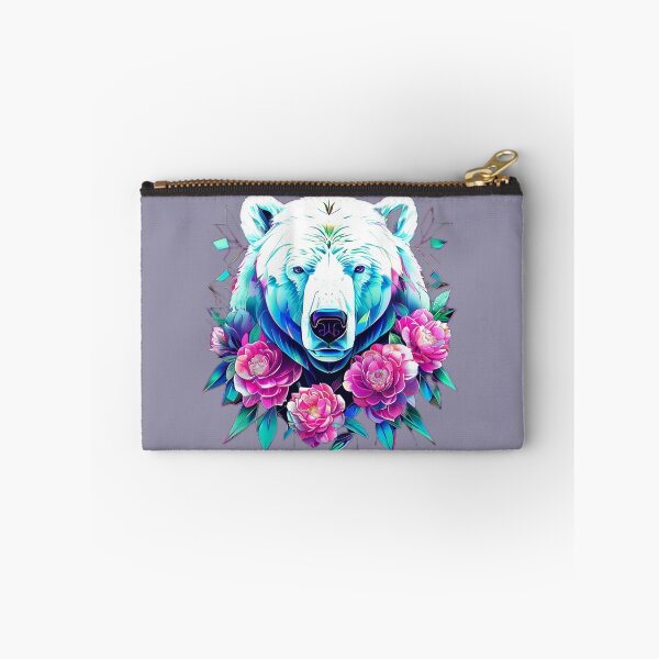Item preview, Polar Bear with Soft Pink Camellias – Retro Wildlife Art designed and sold by Naturalite19.