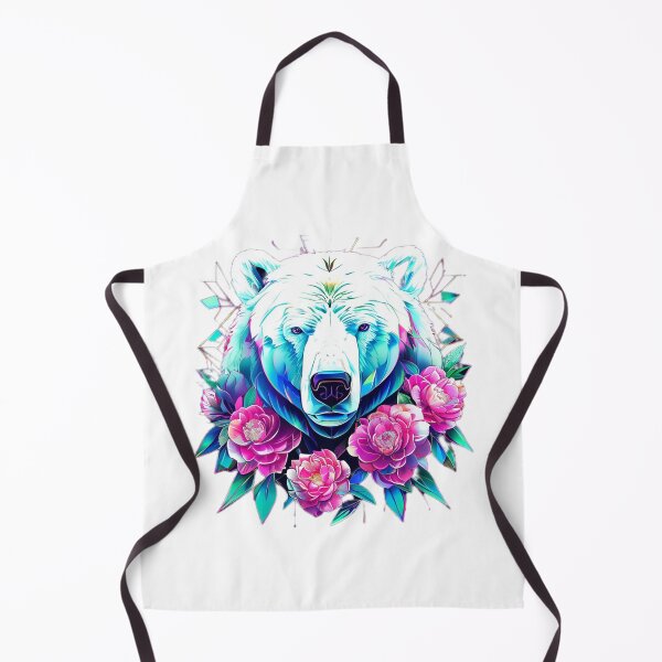 Item preview, Polar Bear with Soft Pink Camellias – Retro Wildlife Art designed and sold by Naturalite19.