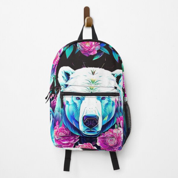 Item preview, Polar Bear with Soft Pink Camellias – Retro Wildlife Art designed and sold by Naturalite19.