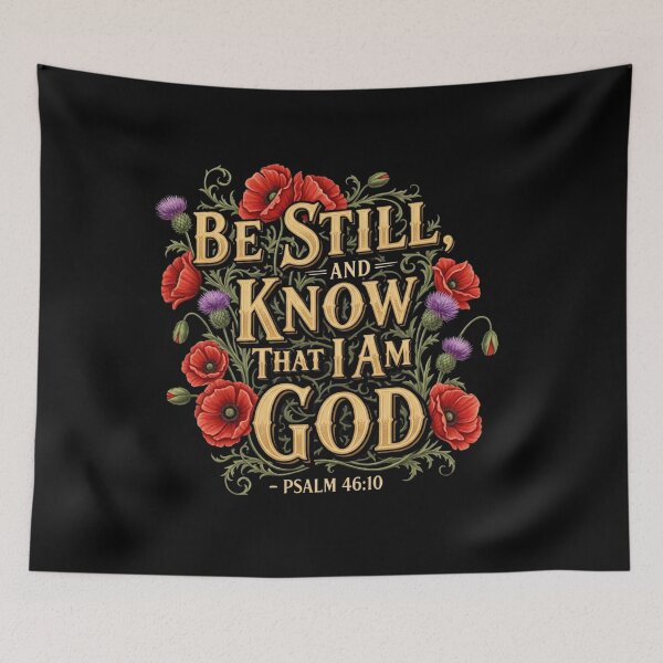 Item preview, Psalm 46:10 Be Still and Know | Vintage Scripture Ornate Typography designed and sold by ebocraft.