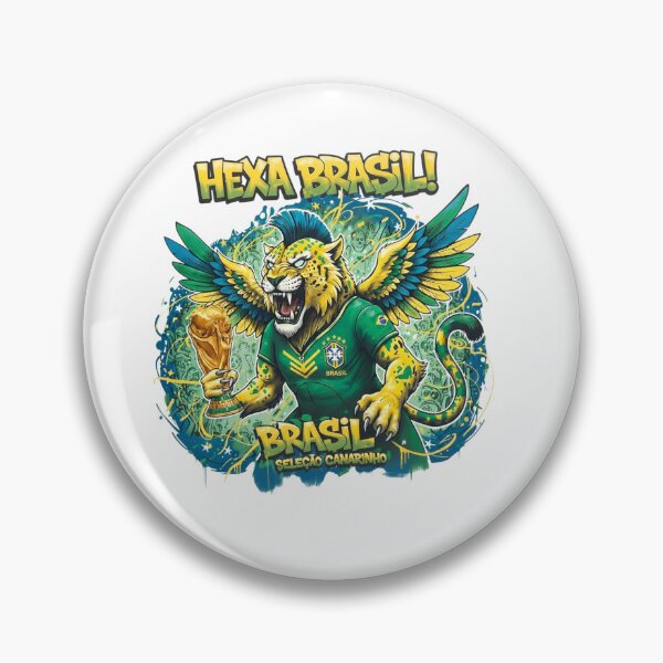 Item preview, Hexa Brasil! Roaring Jaguar Mascot World Cup Champion Design | Seleção Canarinho designed and sold by Inkwell grove.
