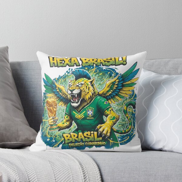Item preview, Hexa Brasil! Roaring Jaguar Mascot World Cup Champion Design | Seleção Canarinho designed and sold by Inkwell grove.