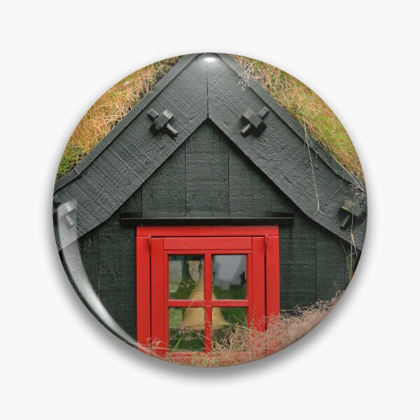 Item preview, Faroe Islands, Faroese village with a traditional red window on a grass-roofed house. Original photography designed and sold by studio838.