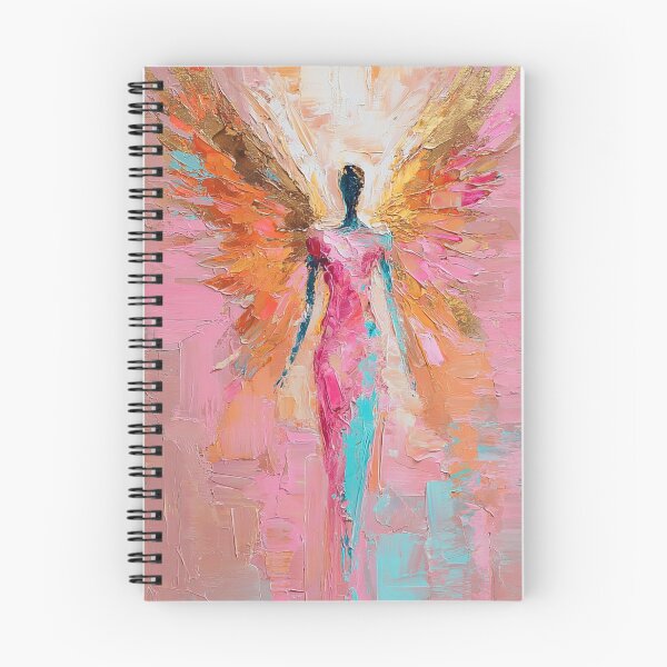 Item preview, Luminous abstract angel in pink, turquoise and gold – Modern wall art designed and sold by Seelenzauberart.