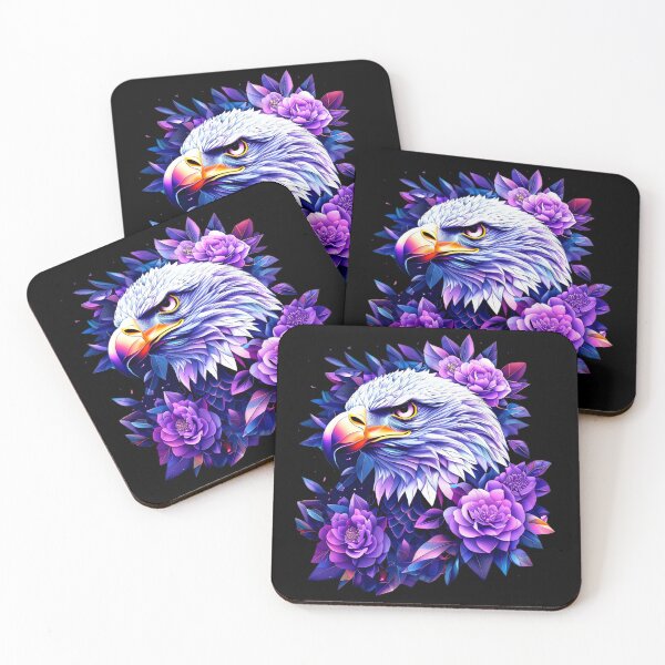 Item preview, Vibrant Geometric Bald Eagle with Purple Floral Accents – Bold Wildlife Art designed and sold by Naturalite19.