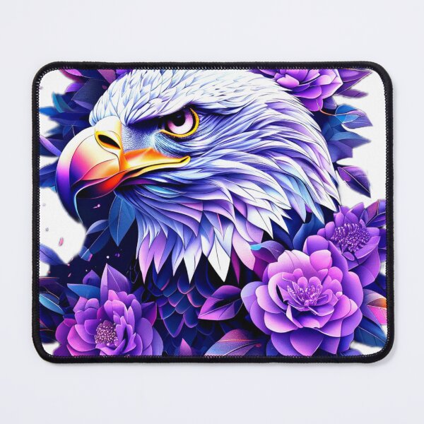 Item preview, Vibrant Geometric Bald Eagle with Purple Floral Accents – Bold Wildlife Art designed and sold by Naturalite19.